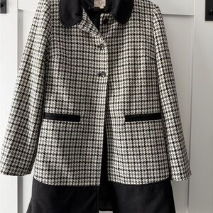 Tulle Houndstooth Trench Coat with Black Accents